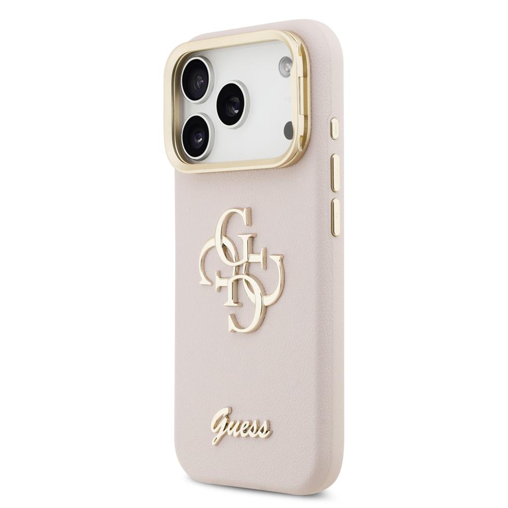 Guess PU Grained 4G Logo Stand Camera Frame iPhone 17 Pro (Rózsaszín)