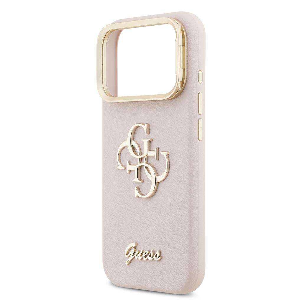 Guess PU Grained 4G Logo Stand Camera Frame iPhone 17 Pro (Rózsaszín)