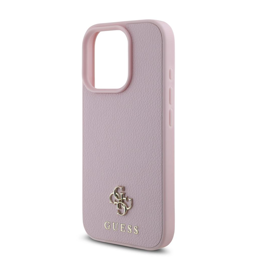 Apple iPhone 16 Pro Max Guess PU Grained 4G Small Metal Logo MagSafe tok (Rózsaszín) - GUHMP16XPGCSM4MP
