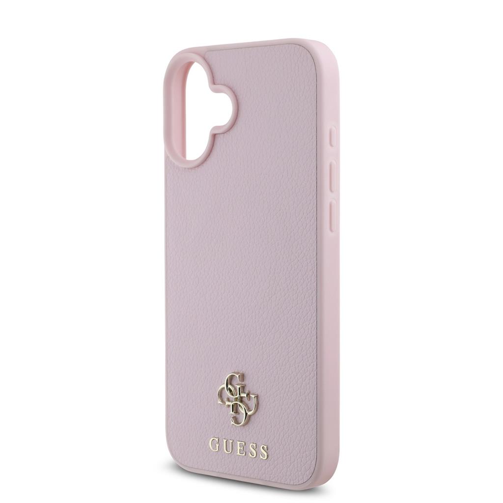 Apple iPhone 16 Guess PU Grained 4G Small Metal Logo MagSafe tok (Rózsaszín) - GUHMP16SPGCSM4MP