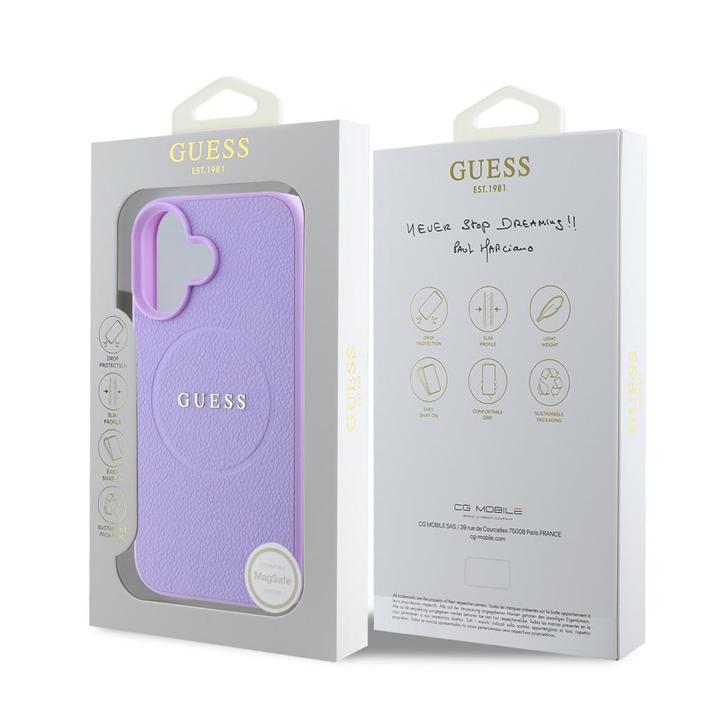 Apple iPhone 16 Plus Guess PU Grained Classic Logo MagSafe tok (Lila) - GUHMP16MPGHSMMU