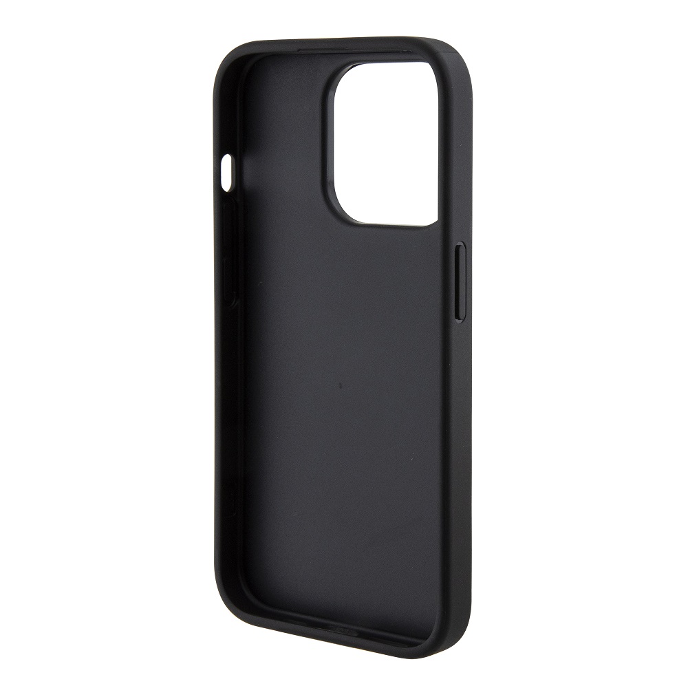 Apple iPhone 15 Pro Guess PU Grip Stand Strass Triangle tok (Fekete) - GUHCP15LPGS4TDK