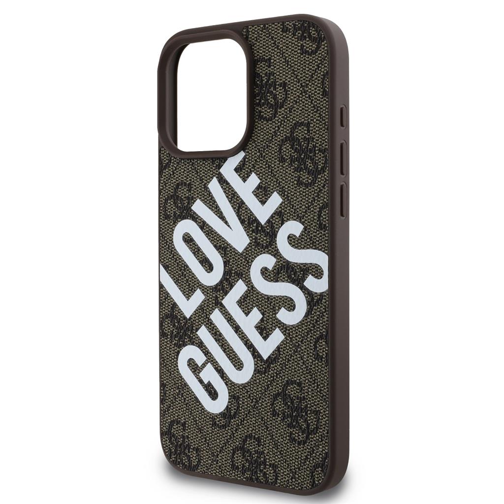 Apple iPhone 16 Pro Guess PU Leather 4G Big Love Logo MagSafe tok (Barna) - GUHMP16LP4PLGWW