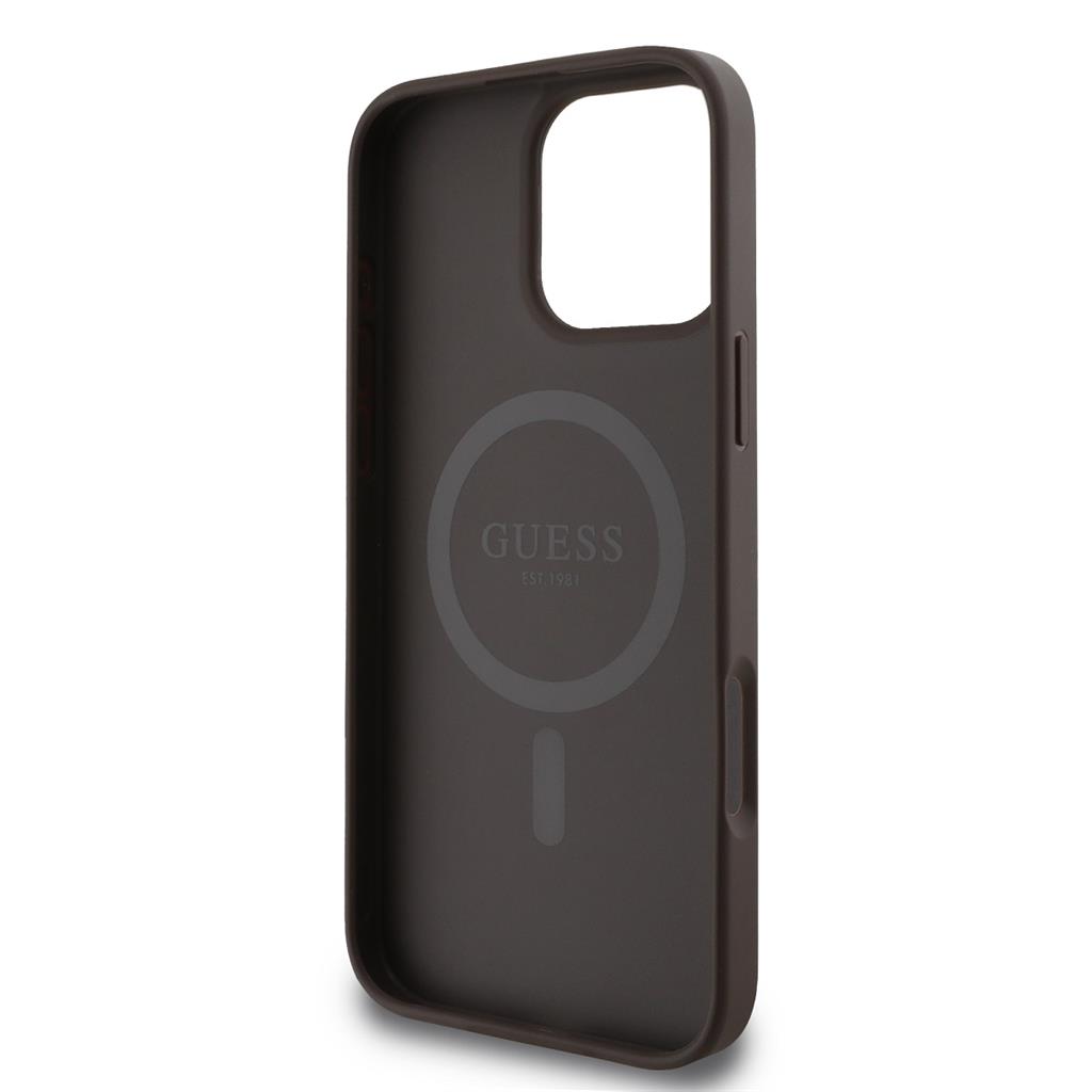 Apple iPhone 16 Pro Guess PU Leather 4G Big Love Logo MagSafe tok (Barna) - GUHMP16LP4PLGWW