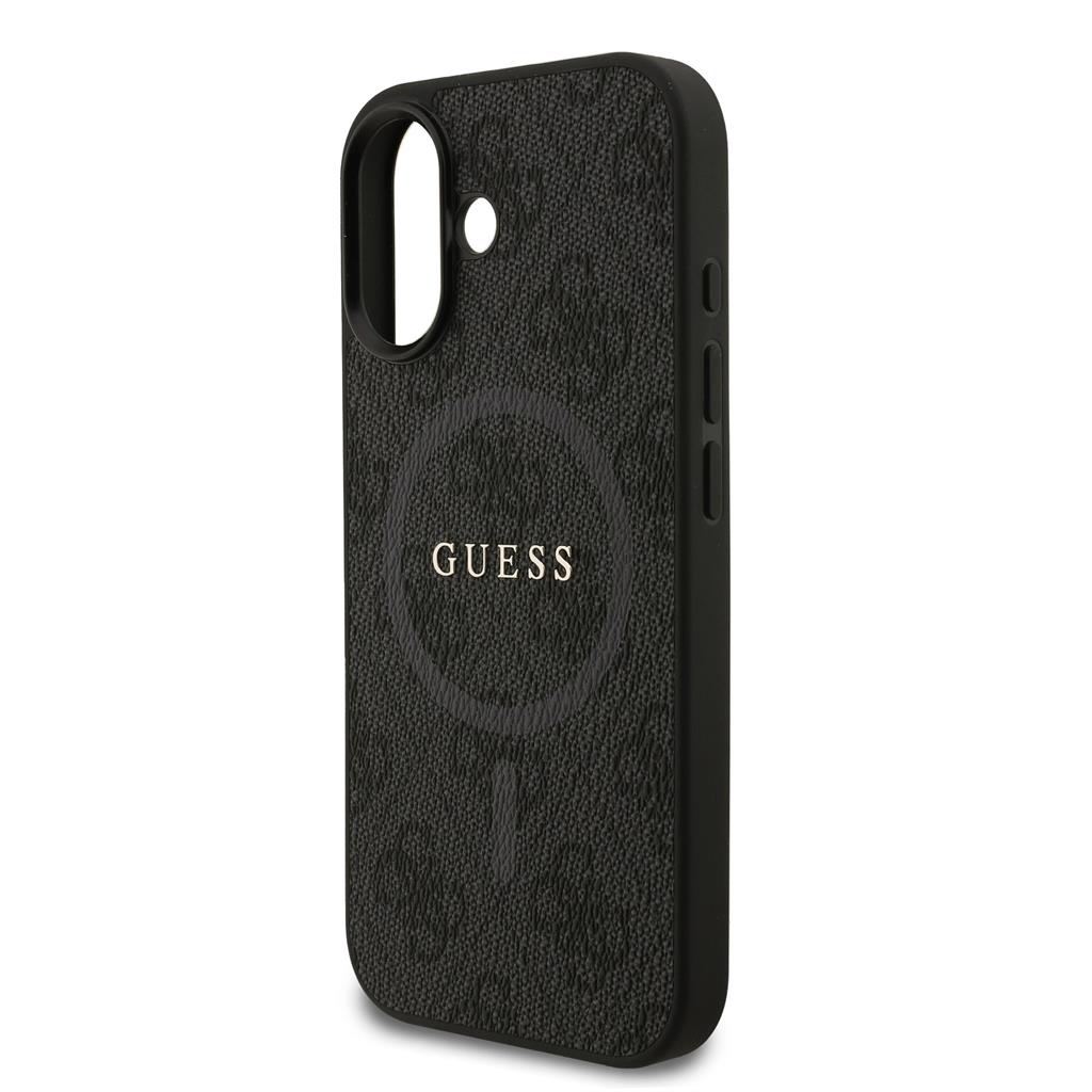 Guess PU Leather 4G Colored Ring MagSafe iPhone 17 (Fekete)