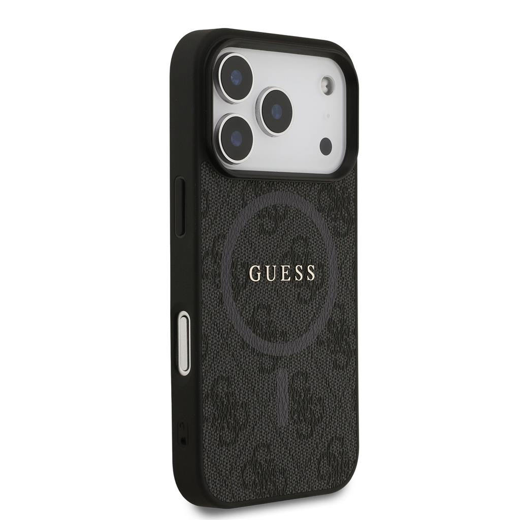 Guess PU Leather 4G Colored Ring MagSafe iPhone 17 Pro (Fekete)