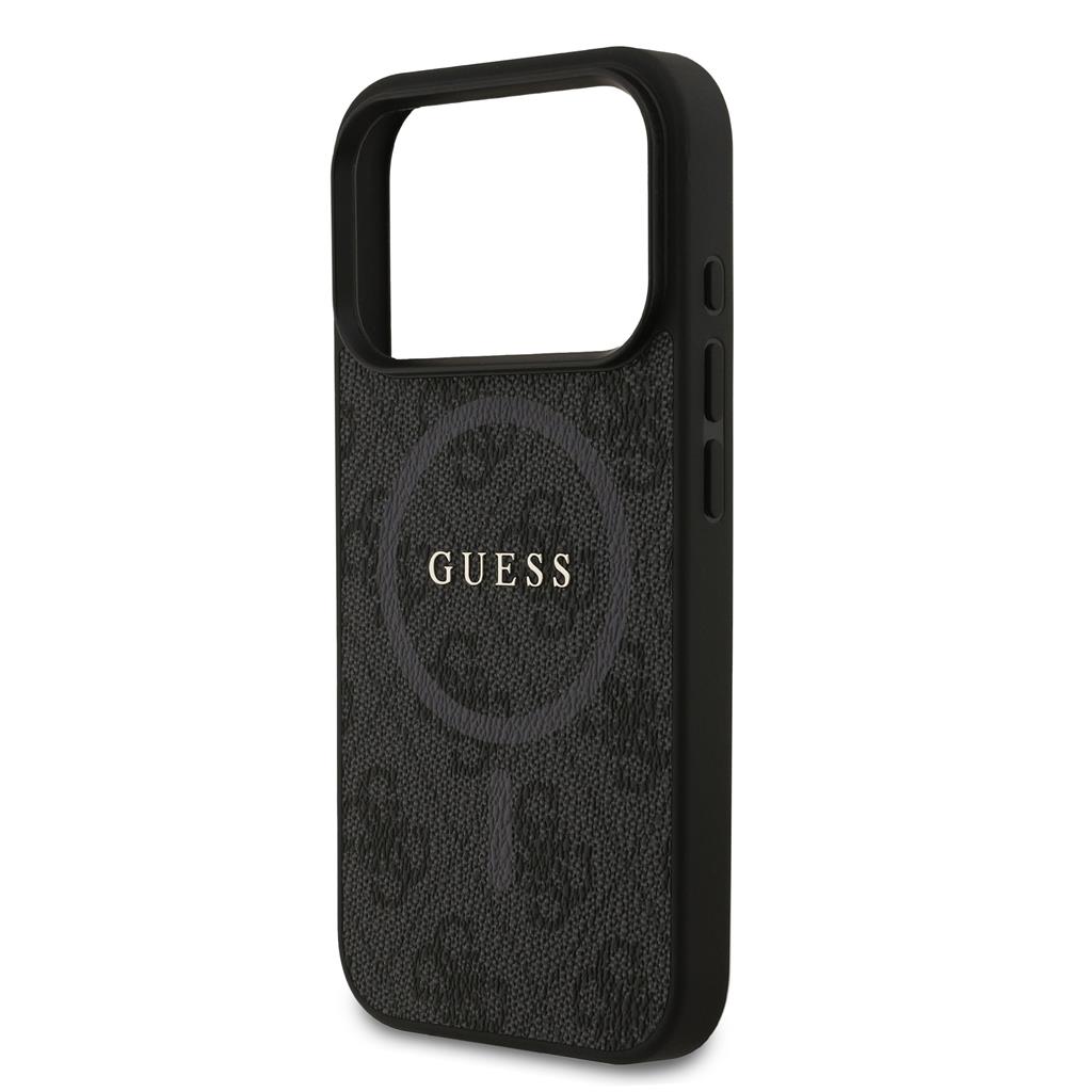 Guess PU Leather 4G Colored Ring MagSafe iPhone 17 Pro (Fekete)