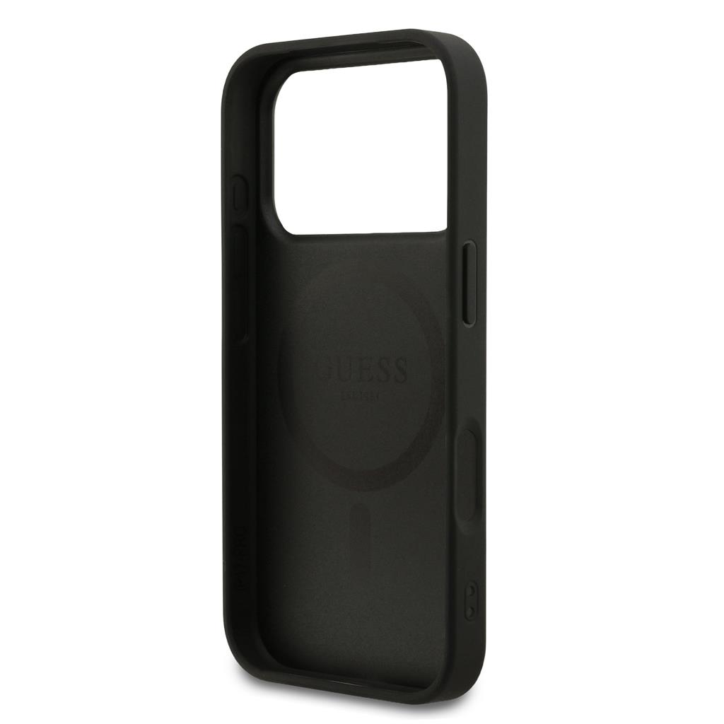 Guess PU Leather 4G Colored Ring MagSafe iPhone 17 Pro (Fekete)