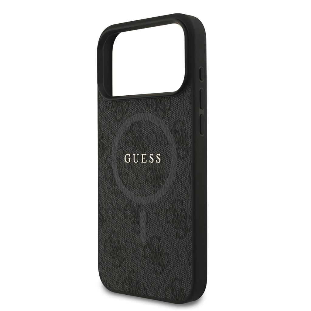 Guess PU Leather 4G Colored Ring MagSafe iPhone 17 Pro Max (Fekete)
