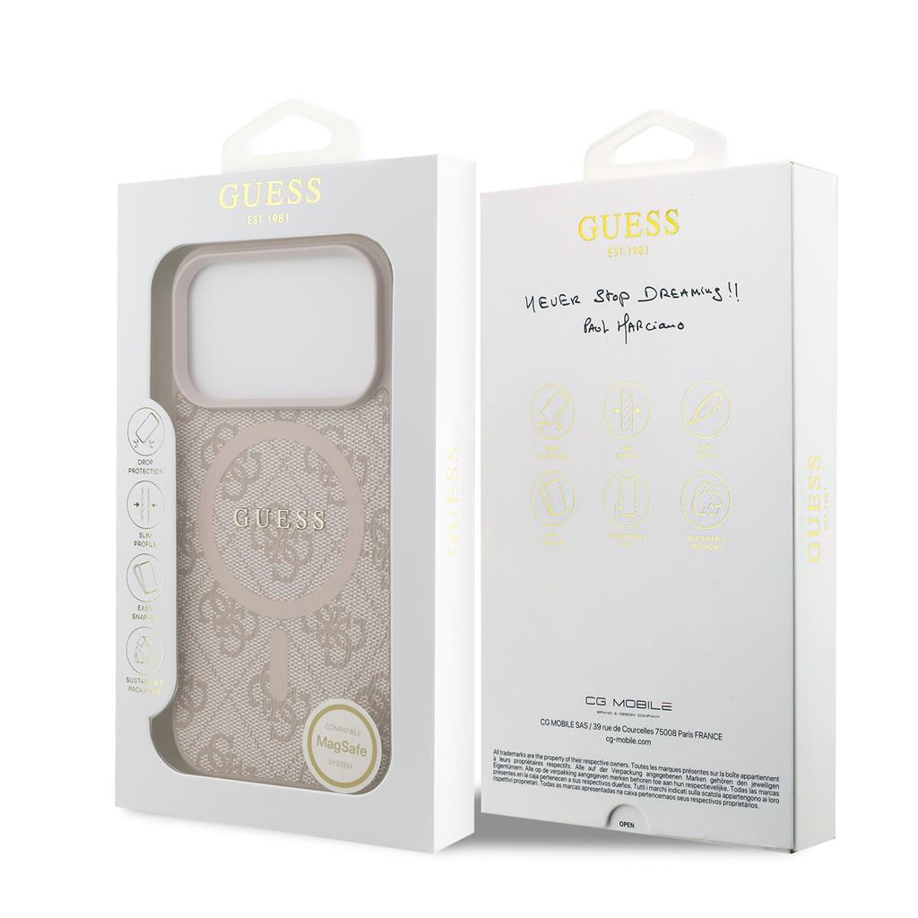 Guess PU Leather 4G Colored Ring MagSafe iPhone 17 Pro (Rózsaszín)