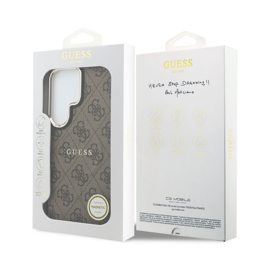 Guess PU Leather 4G Gold Frame Magnetic Samsung Galaxy S26 Ultra (Barna)
