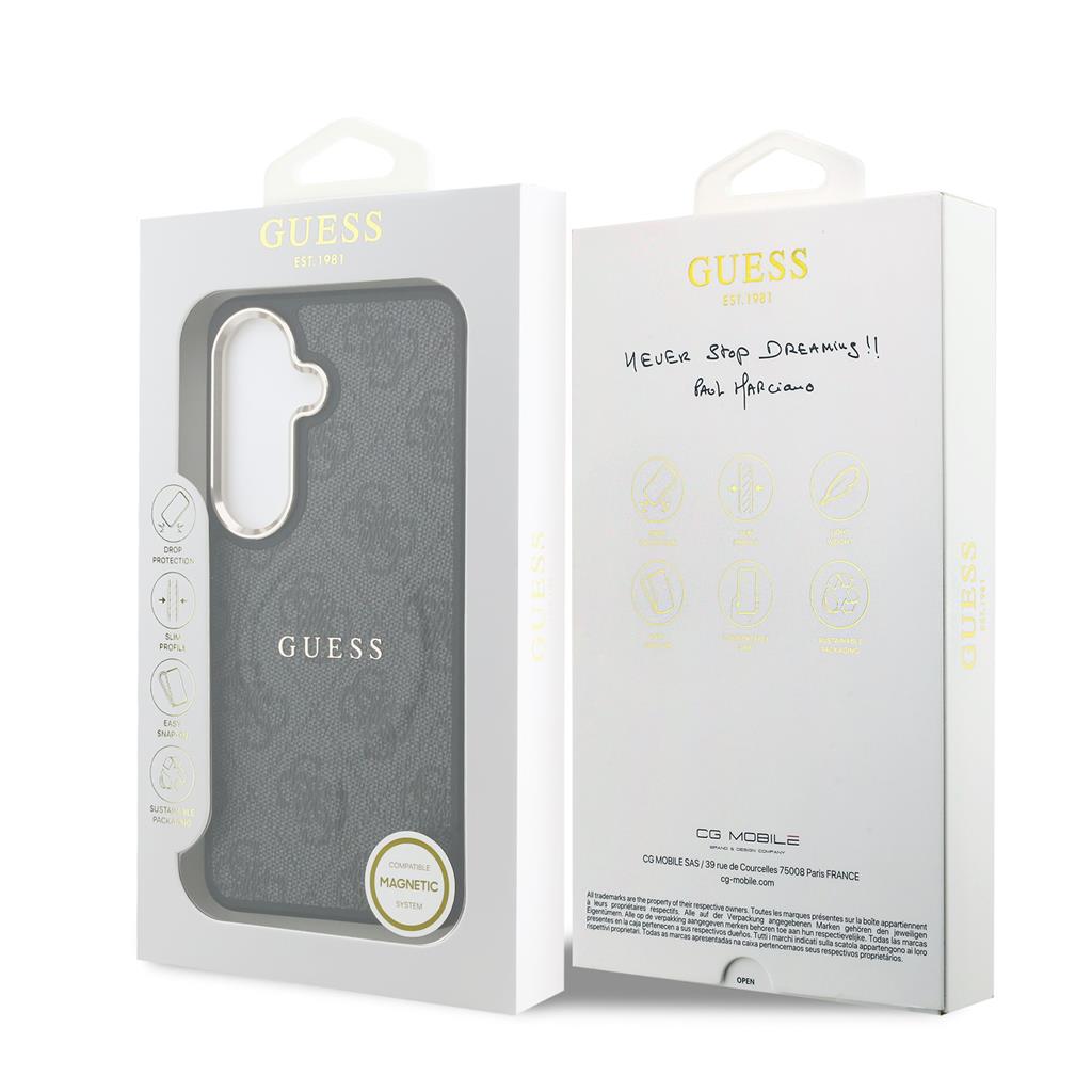 Guess PU Leather 4G Gold Frame Magnetic tok Samsung Galaxy S26+ (Fekete) - GUHMS26MP4MSEGCK