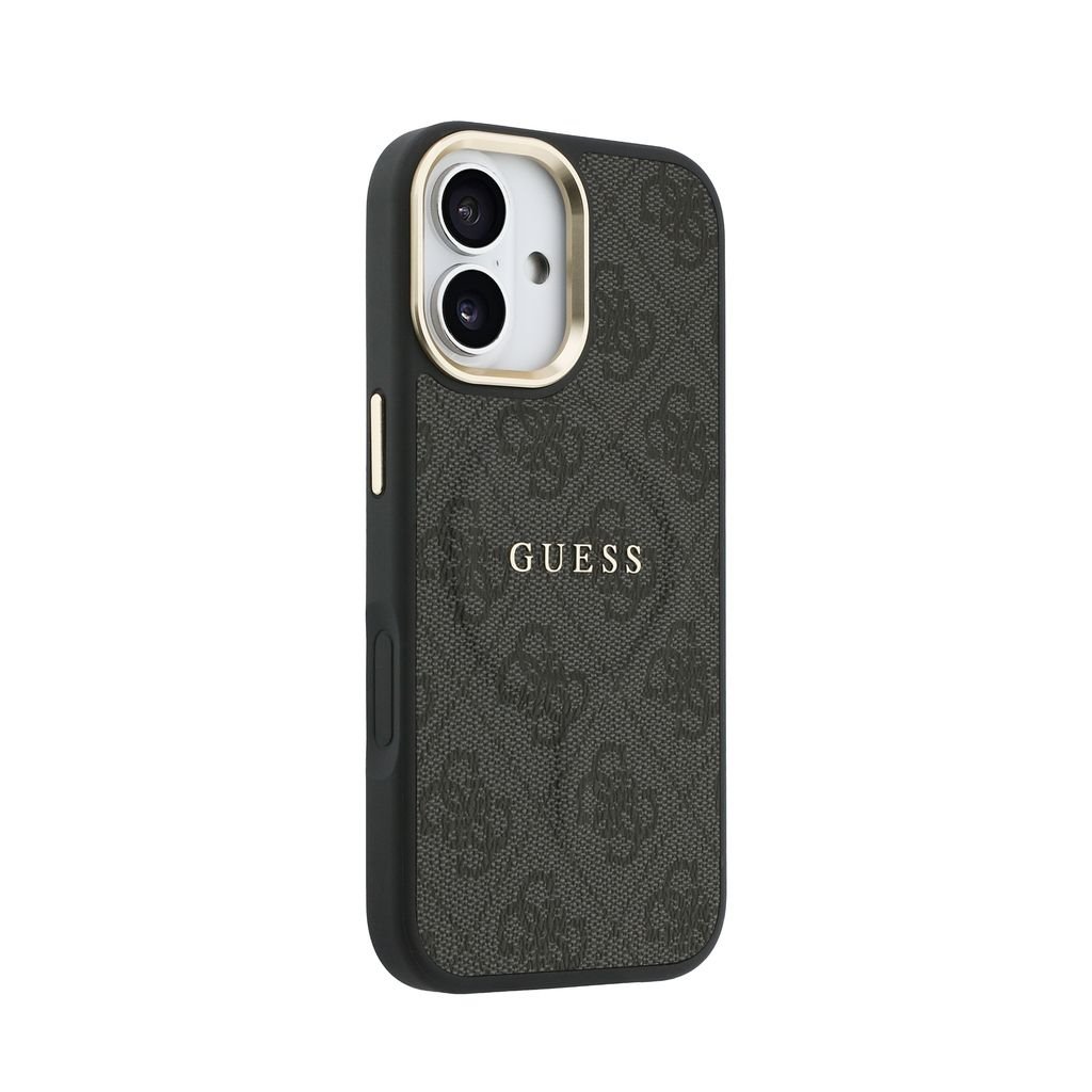 Guess PU Leather 4G Gold Frame MagSafe iPhone 17 (Fekete)
