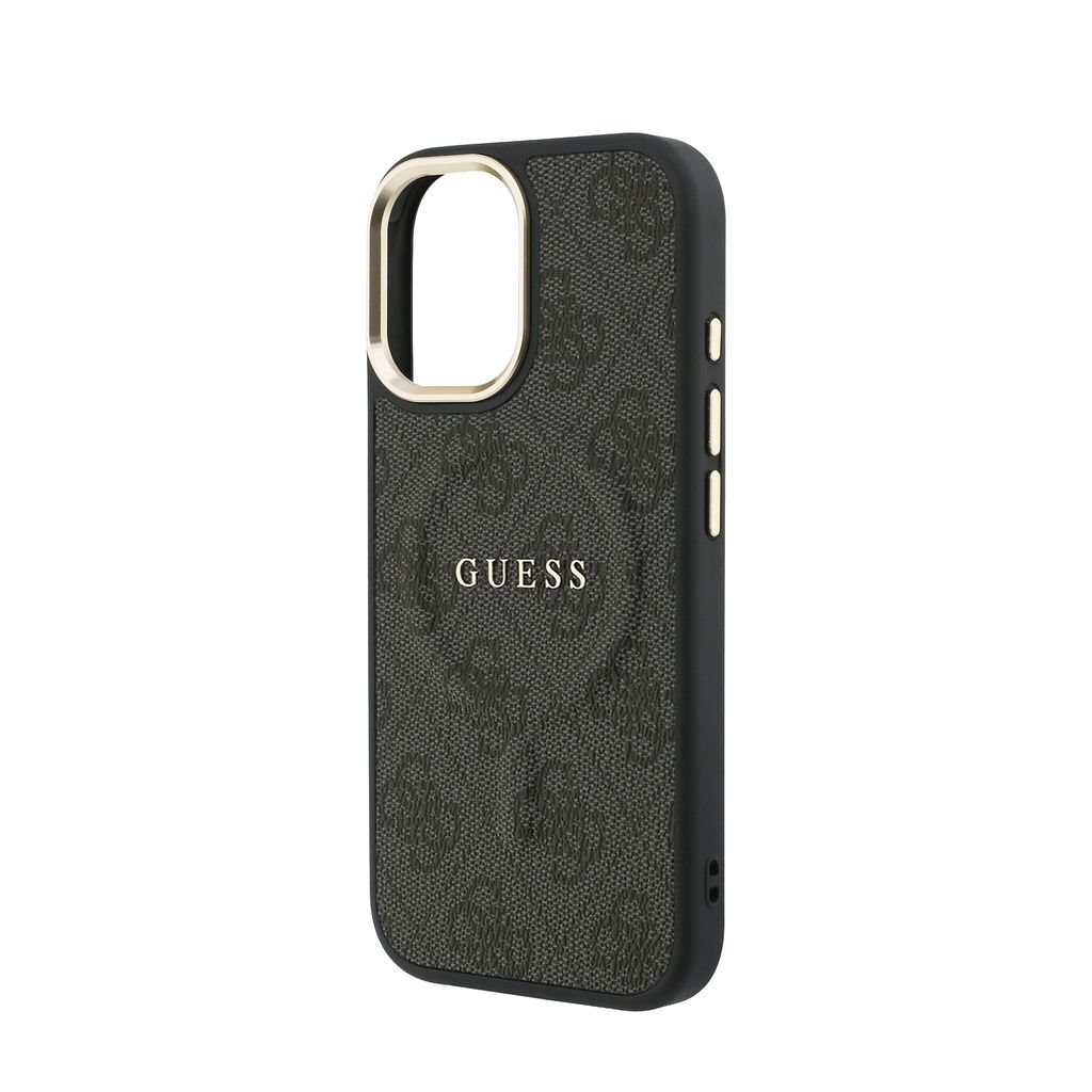 Guess PU Leather 4G Gold Frame MagSafe iPhone 17 (Fekete)