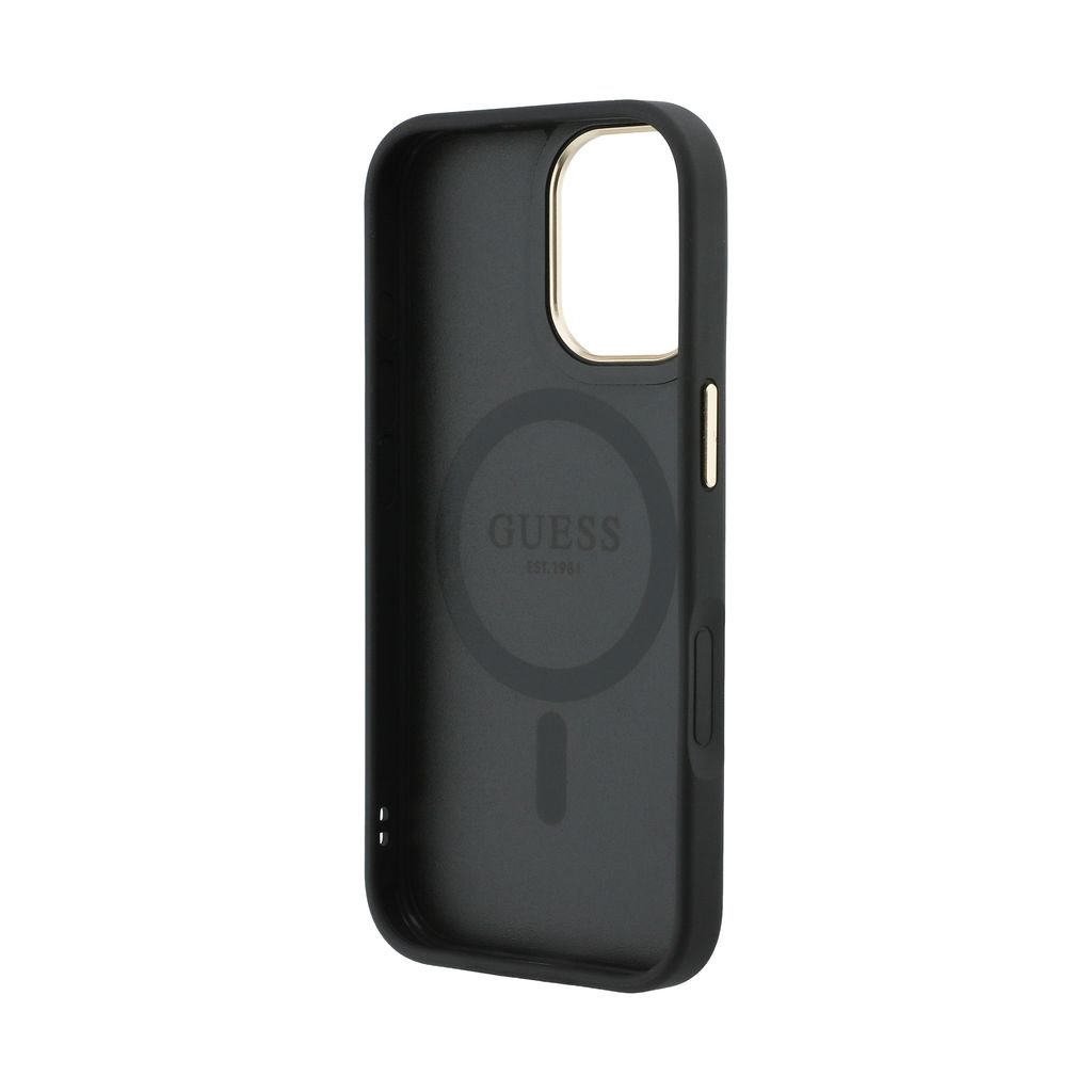 Guess PU Leather 4G Gold Frame MagSafe iPhone 17 (Fekete)