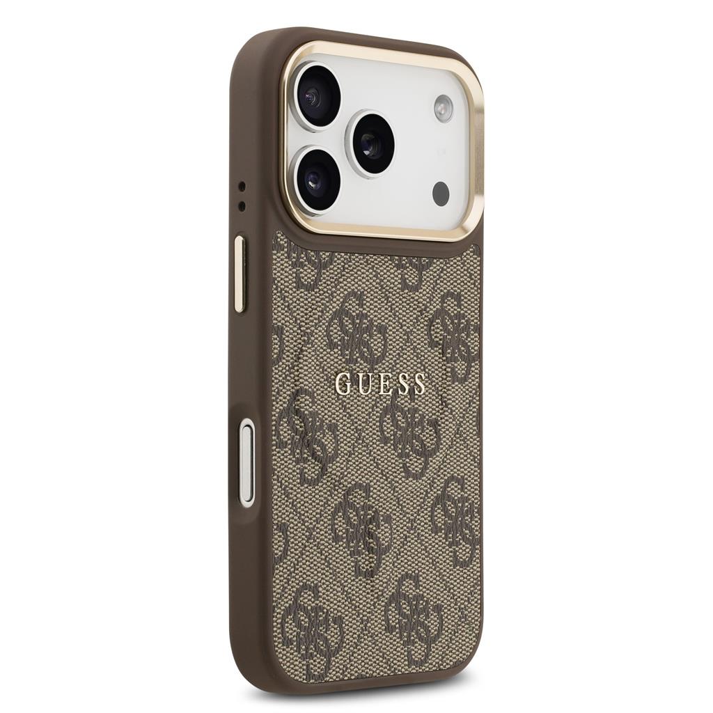 Guess PU Leather 4G Gold Frame MagSafe iPhone 17 Pro (Barna)