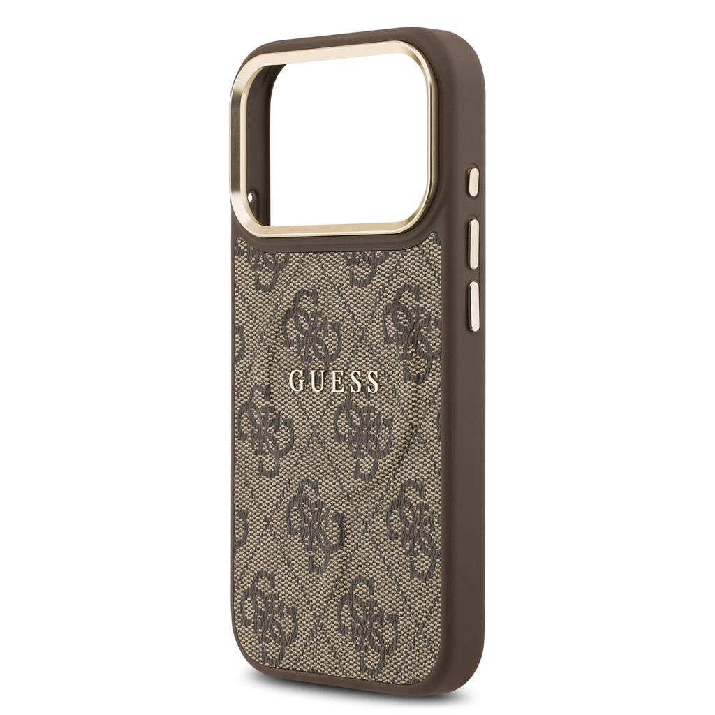 Guess PU Leather 4G Gold Frame MagSafe iPhone 17 Pro (Barna)