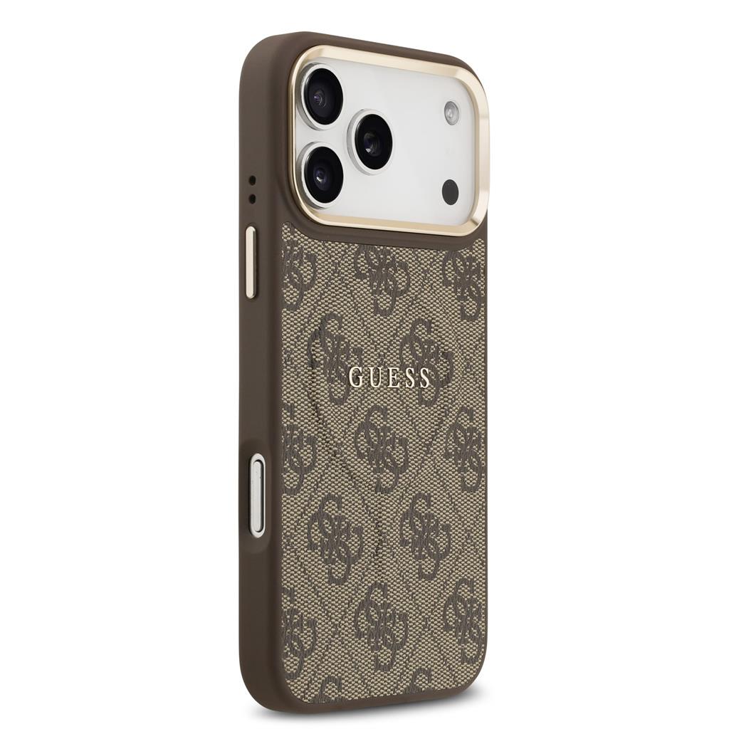 Guess PU Leather 4G Gold Frame MagSafe iPhone 17 Pro Max (Barna)