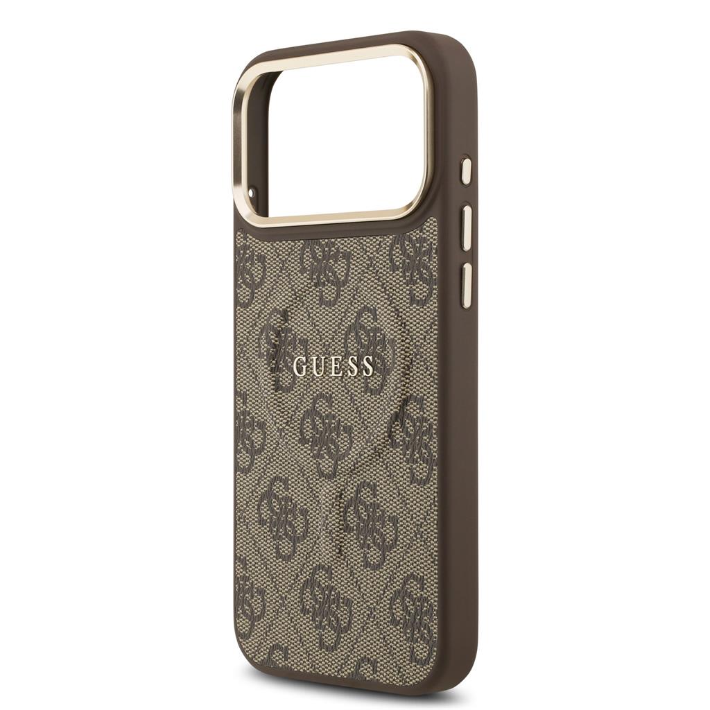 Guess PU Leather 4G Gold Frame MagSafe iPhone 17 Pro Max (Barna)