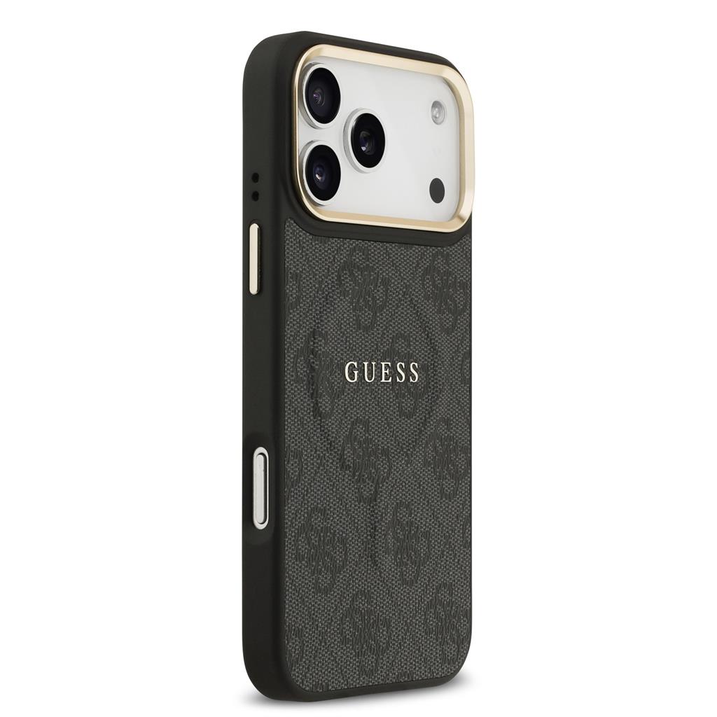 Guess PU Leather 4G Gold Frame MagSafe iPhone 17 Pro Max (Fekete)