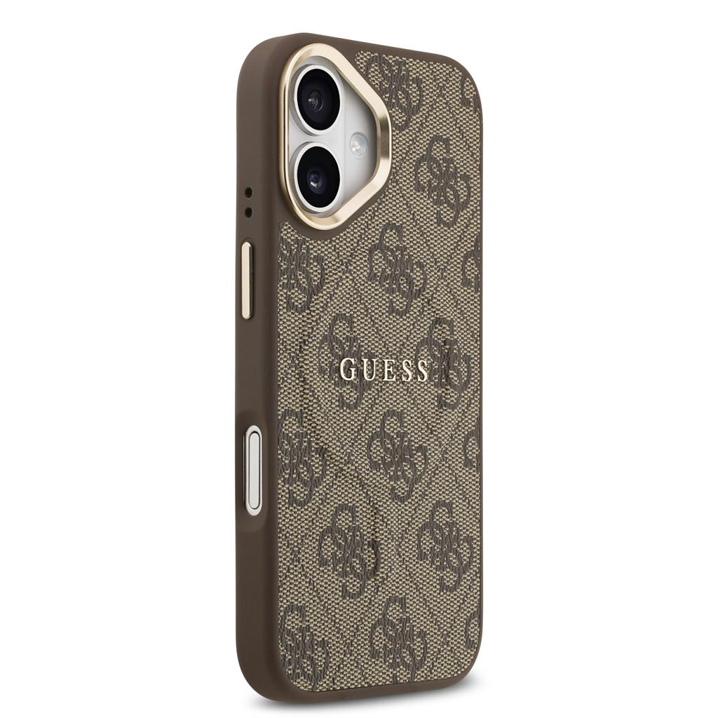 Guess PU Leather 4G Gold Frame MagSafe tok iPhone 17 (Barna)