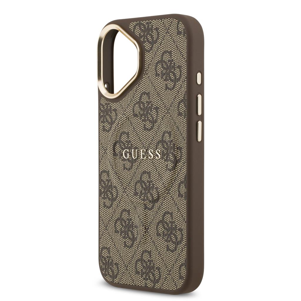 Guess PU Leather 4G Gold Frame MagSafe tok iPhone 17 (Barna)
