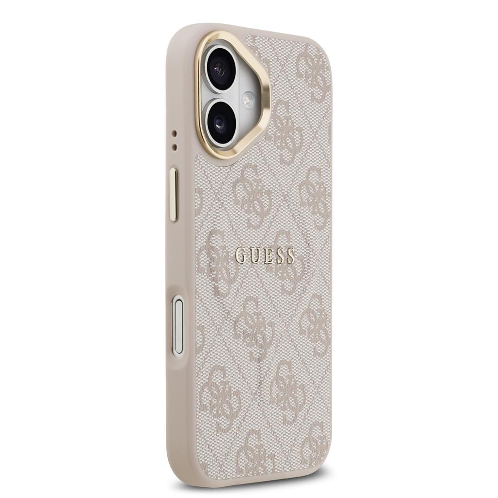 Guess PU Leather 4G Gold Frame MagSafe tok iPhone 17 (Rózsaszín)