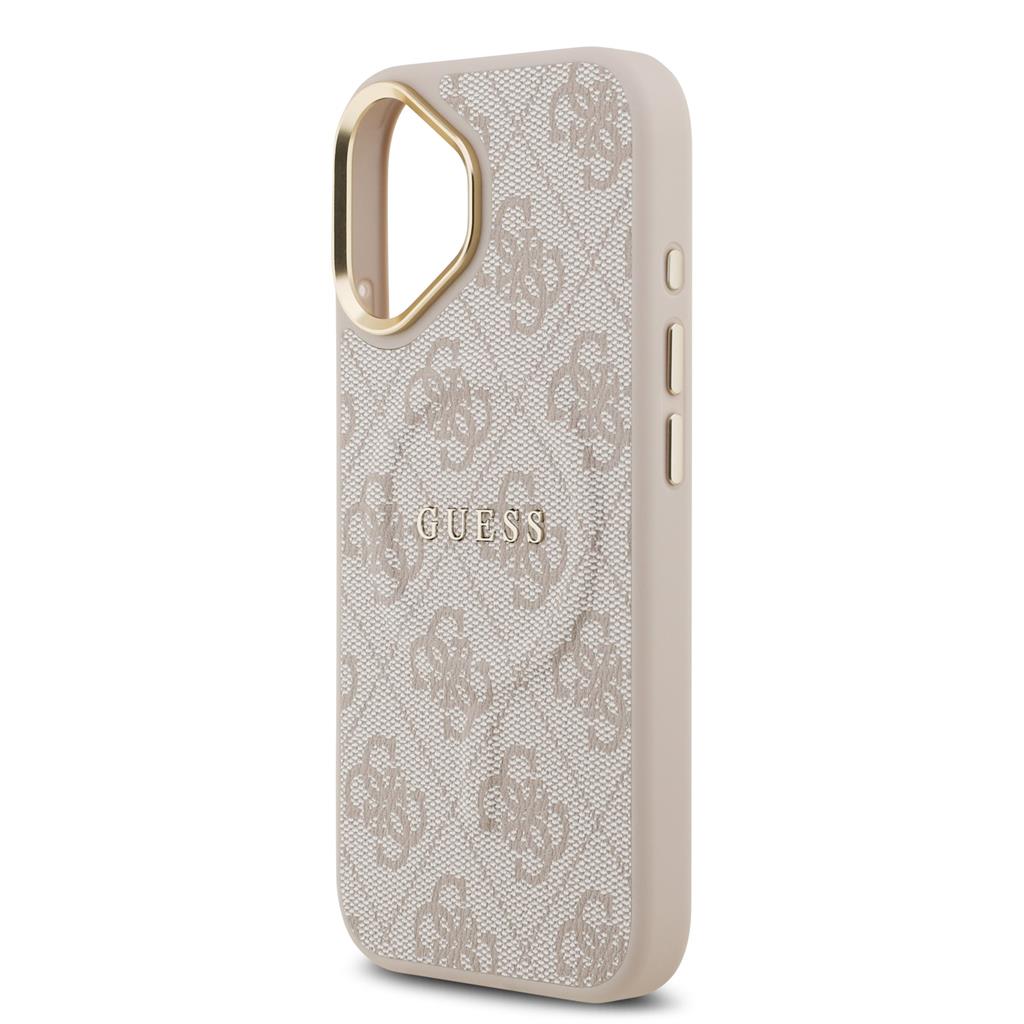 Guess PU Leather 4G Gold Frame MagSafe tok iPhone 17 (Rózsaszín)
