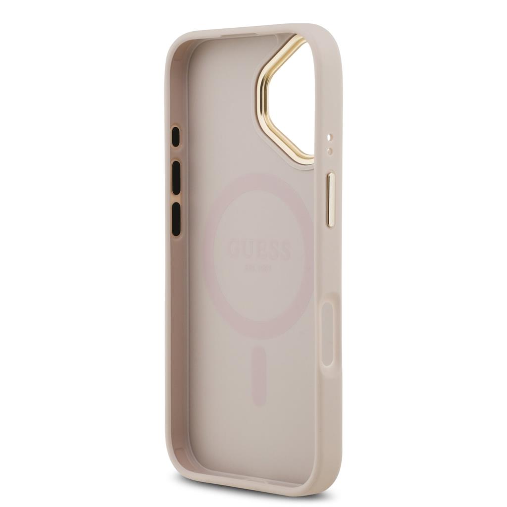 Guess PU Leather 4G Gold Frame MagSafe tok iPhone 17 (Rózsaszín)