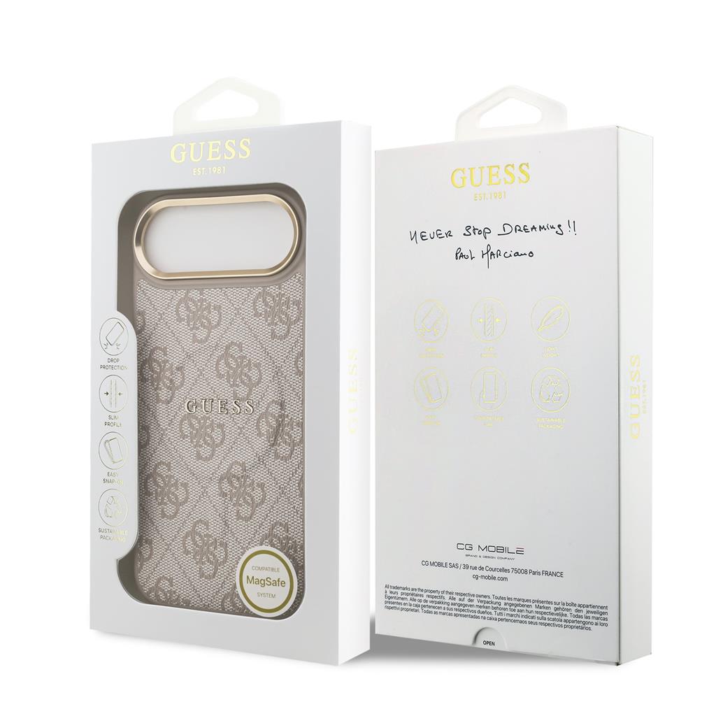 Guess PU Leather 4G Gold Frame MagSafe tok iPhone Air (Rózsaszín)