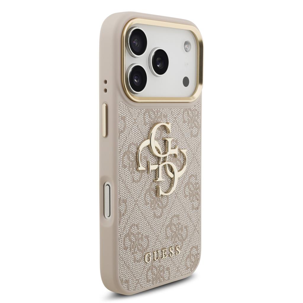 Guess PU Leather 4G Metal Logo Gold Frame iPhone 17 Pro (Rózsaszín)
