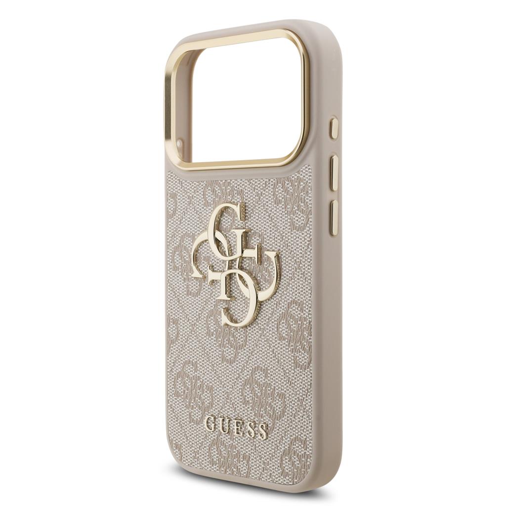 Guess PU Leather 4G Metal Logo Gold Frame iPhone 17 Pro (Rózsaszín)