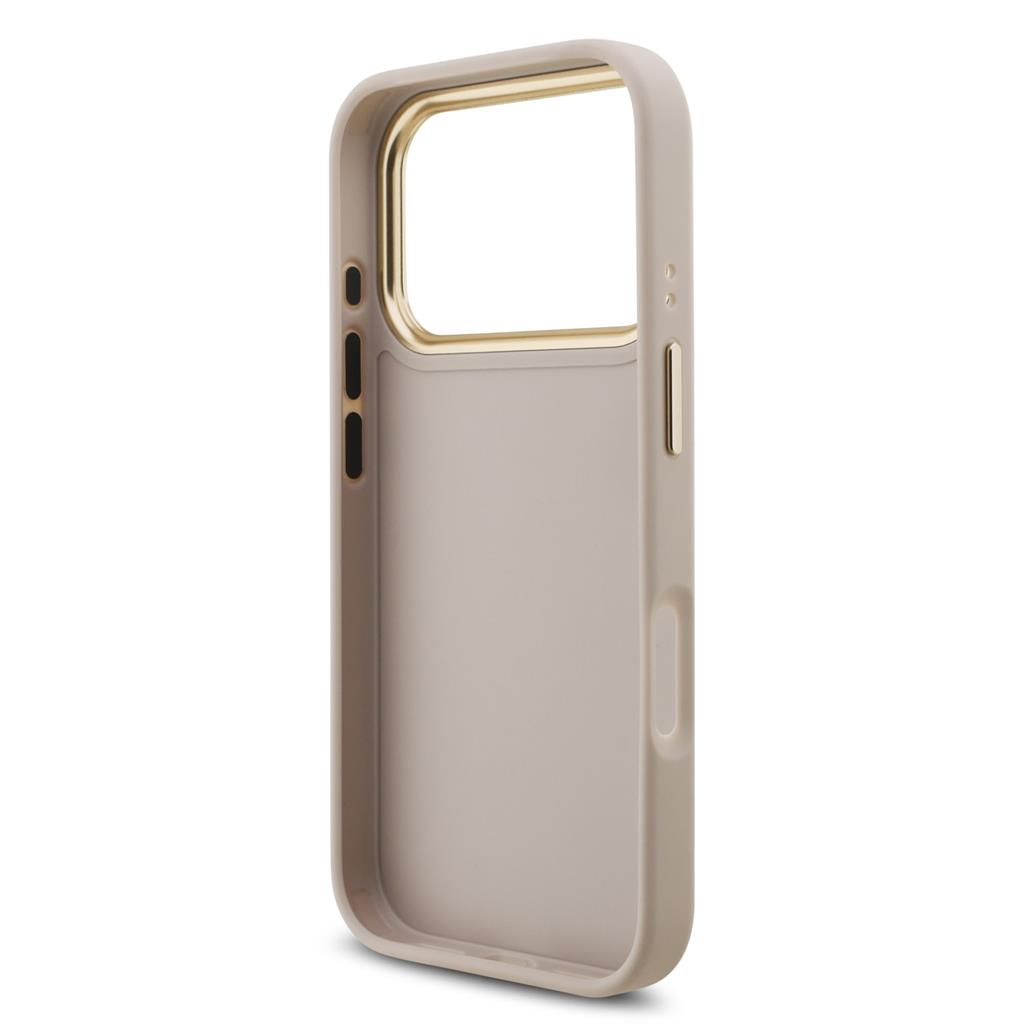 Guess PU Leather 4G Metal Logo Gold Frame iPhone 17 Pro (Rózsaszín)