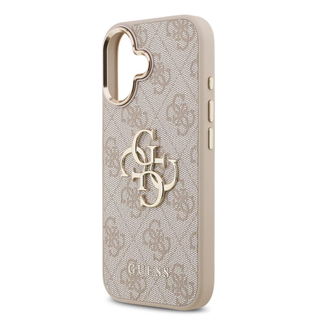 Guess PU Leather 4G Metal Logo Gold Frame iPhone 17 (Rózsaszín)