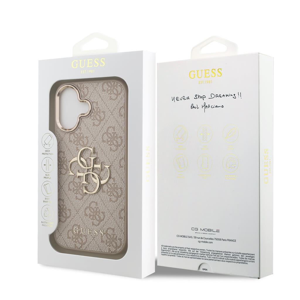 Guess PU Leather 4G Metal Logo Gold Frame iPhone 17 (Rózsaszín)