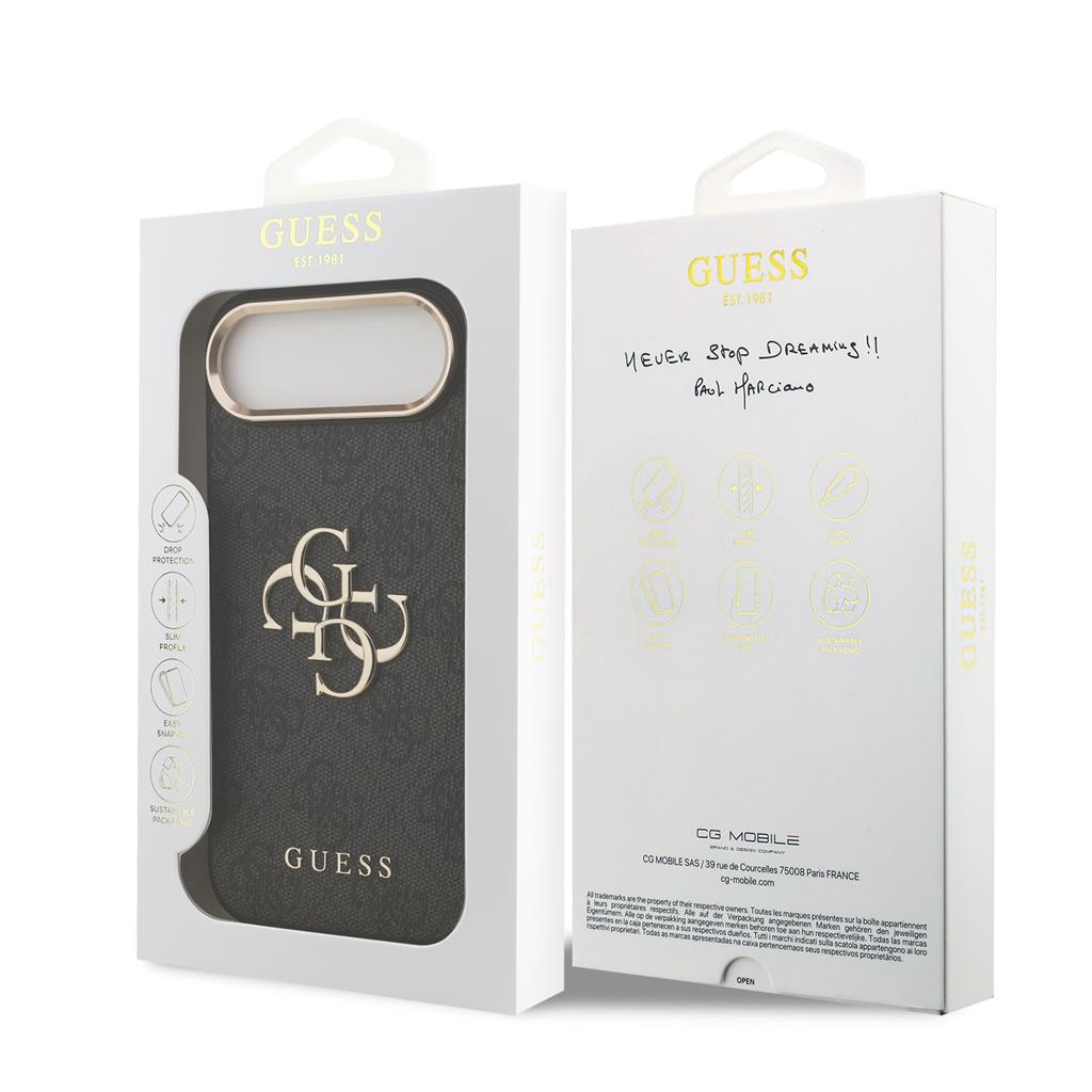 Guess PU Leather 4G Metal Logo Gold Frame tok iPhone Air (Fekete)