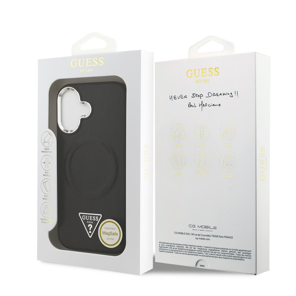 Guess PU Leather Triangle Logo MagSafe iPhone 17 (Fekete)