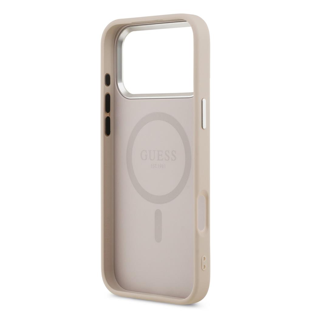 Guess PU Leather Triangle Logo MagSafe iPhone 17 Pro Max (Rózsaszín)