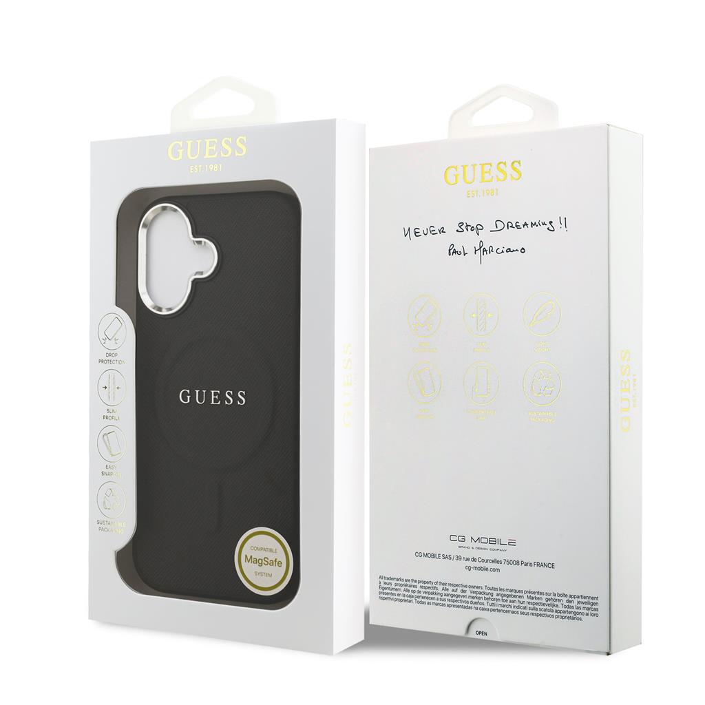 Guess PU Saffiano MagSafe iPhone 17 (Fekete)