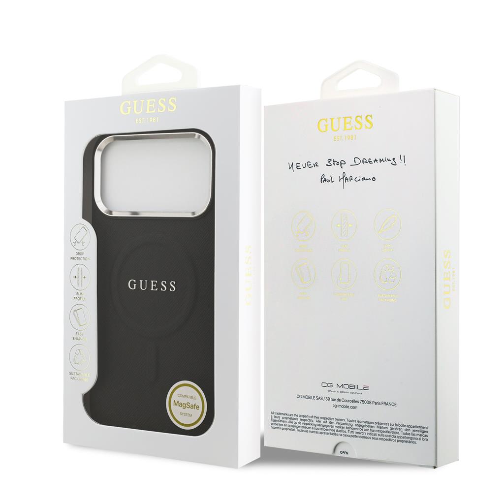 Guess PU Saffiano MagSafe iPhone 17 Pro Max (Fekete)