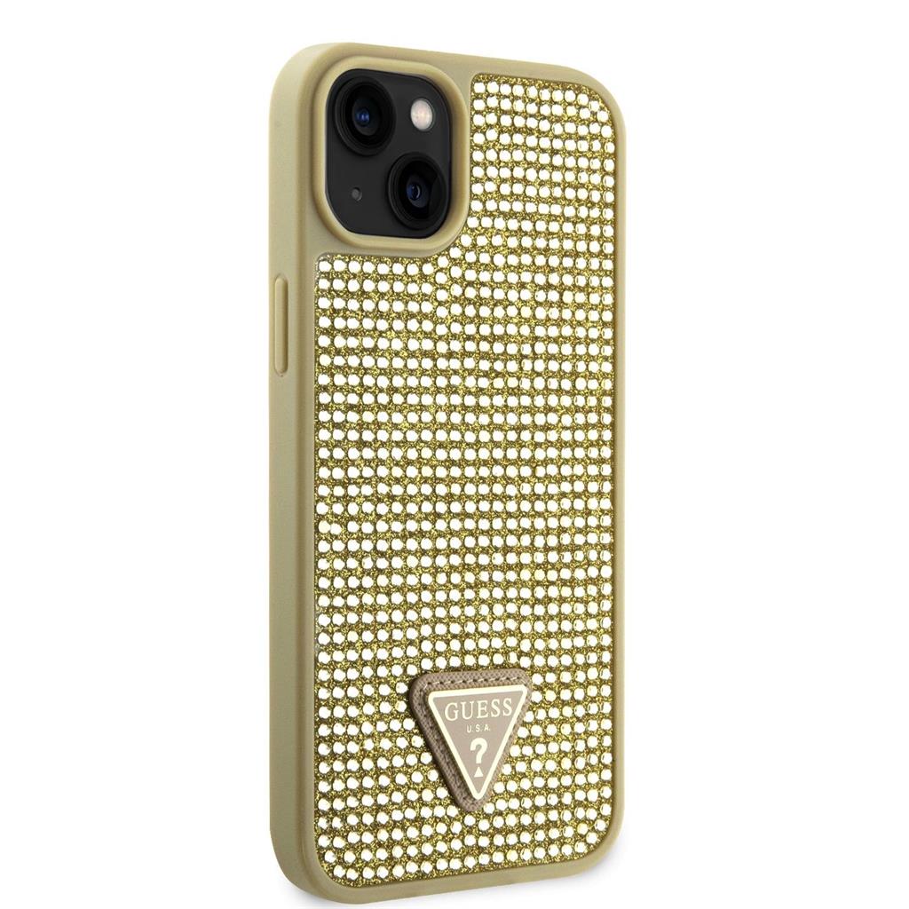 Guess Rhinestones Triangle Metal Logo iPhone 15 tok (Arany) - GUHCP15SHDGTPD 0