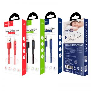 Hoco U47 alumínium ötvözet LED indikátorral intelligens lightning kábel (LED állapotjelző), fekete 2