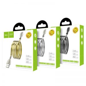 Hoco U52 1.2M cink ötvözet PVC lightning kábel, fekete 1