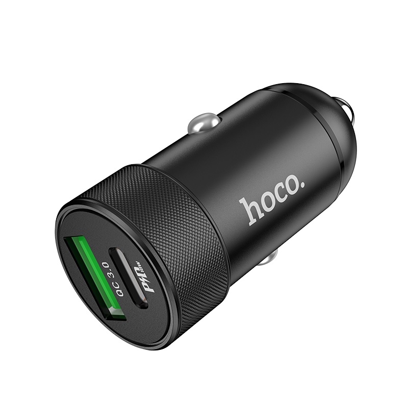 Hoco Z32B autós gyorstöltő (lightning kábel, PD gyorstöltés), PD max. 27W + QC 3.0 max.18W, , fekete 3