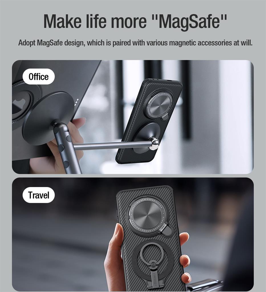 Honor Magic 7 Pro Nillkin Camshield Prop MagSafe hátlap tok (Fekete)