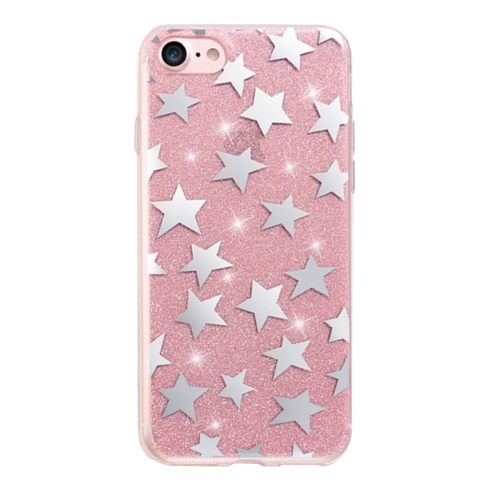 Huawei P10 Lite glitter stars hátlap tok, pink
