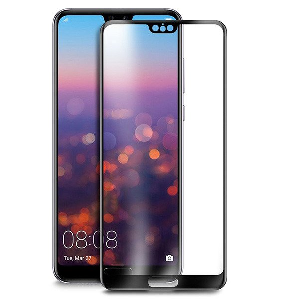 Huawei P20 Lite 5D üvegfólia teljes kijelzőre, átlátszó (fekete keret)