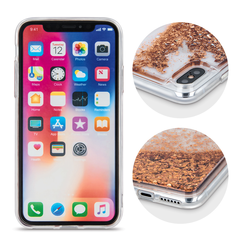 Huawei P30 Lite folyékony glitter hátlap tok (Arany)