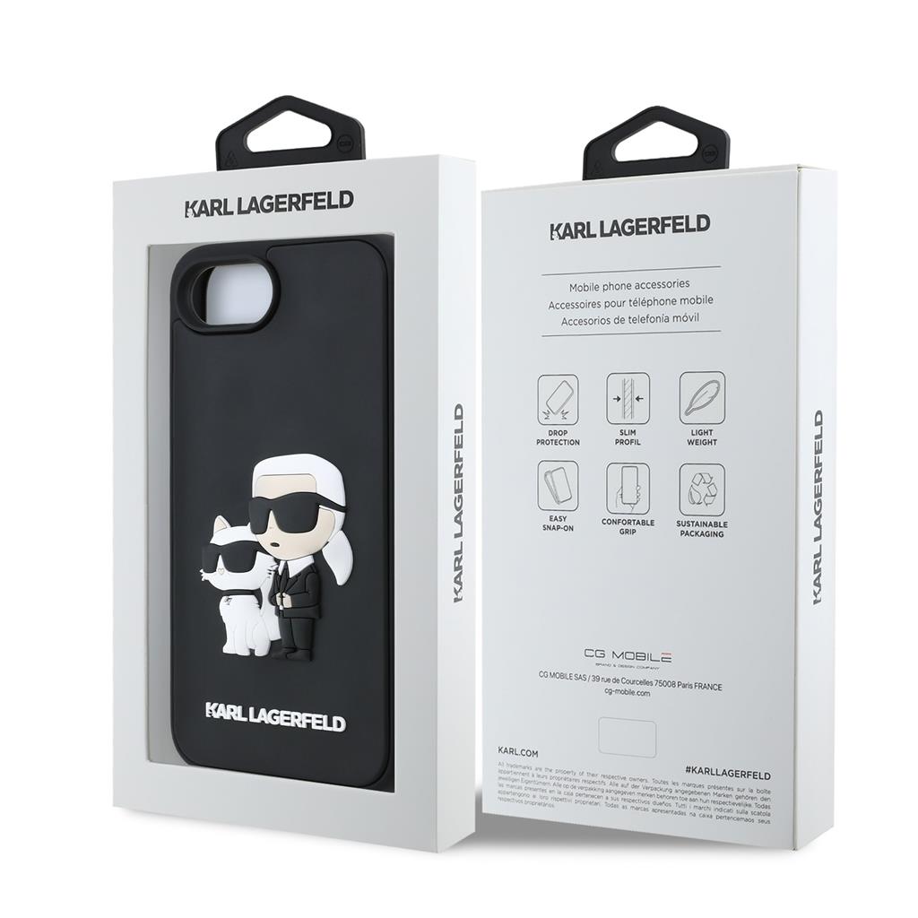 Apple iPhone SE 2022 Karl Lagerfeld 3D Karl & Choupette tok (Fekete) – KLHCPSE43DRKCNK