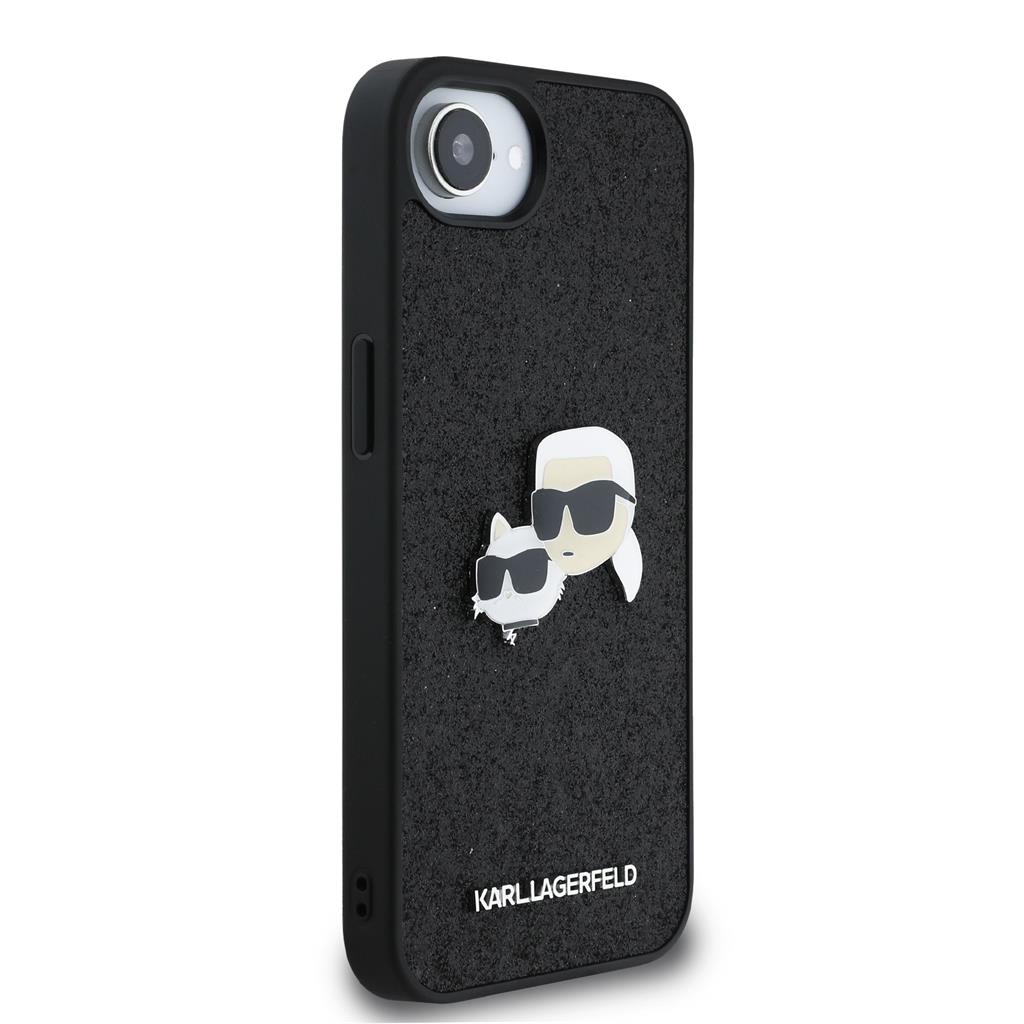 Apple iPhone 16e Karl Lagerfeld Fixed Glitter Metal K&CH tok (Fekete) – KLHCPSE4PFGKCPK
